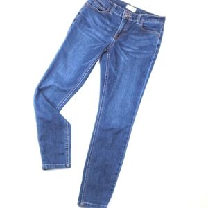 Joan Vass Pure Skinny Mid-Rise Medium Dark Wash Ankle Length Stretch Jean